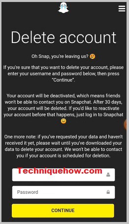 Eliminar la cuenta de Snapchat final