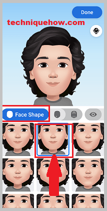 opción de forma de cara para avatares
