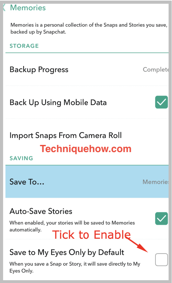 Recuerdos de configuración de Snapchat