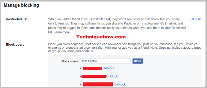 usuarios bloqueados en facebook