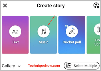 aplicación móvil facebook story music