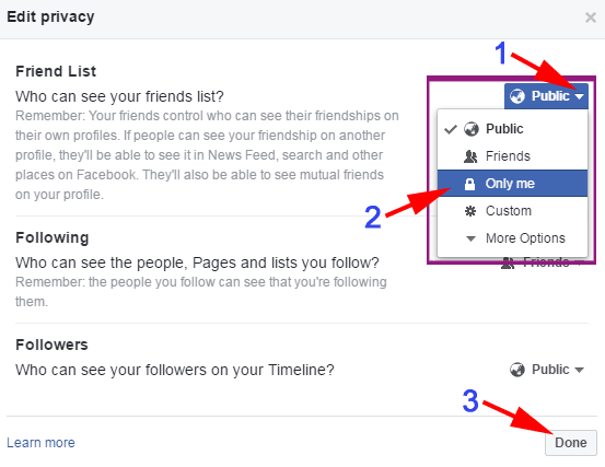 Ocultar la lista de amigos de Facebook en la PC