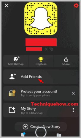 inspección de perfil de Snapchat_ opción agregar amigos allí