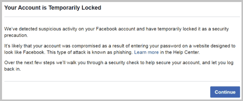 facebook bloqueado temporalmente